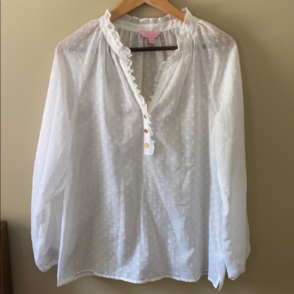 Lilly Pulitzer Swiss Dot Ruffle Elsa Top M